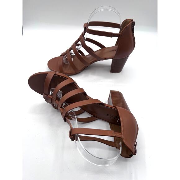 STYLE&CO 'BEAHH' STRAPPY DRESS SHOOTIES COGNAC BROWN SMOOTH WOMENS 10M NEW - Picture 7 of 12